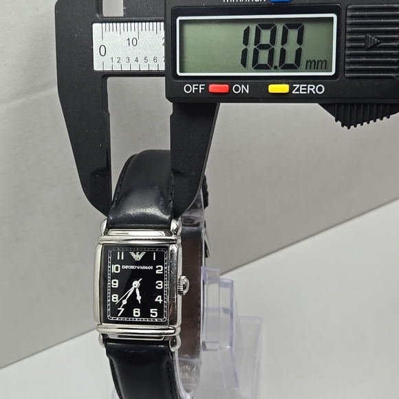 Emporio Armani AR0207 Tank Watch Black Dial Leather Strap Quartz New Battery - Picture 5 of 13